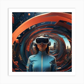 Futuristic Woman In Virtual Reality Art Print