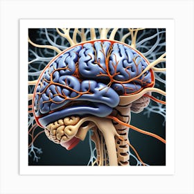 Human Brain With Blood Vessels 22 Art Print
