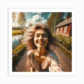 Portrait Of A Young Woman In The Countryside Art Print