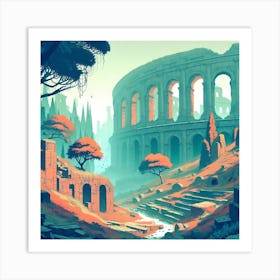 Colosseum In An Enchanted Forest 11 Art Print