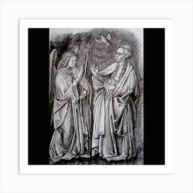 Annunciation; Graphics taken from a famous Flemish painter Art Print