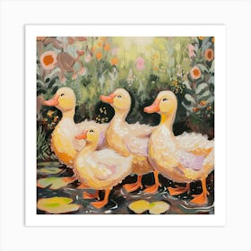 Ducks Fairycore Painting 3 Art Print