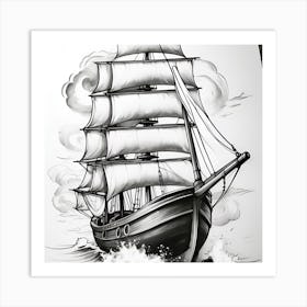 Sailing Ship In The Sea Art Print