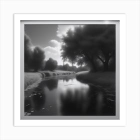 River In Black And White 1 Art Print