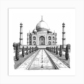 A Taj Mahal In Agra Hand Drawn Sketch Illustrati 1719953542 4 Art Print