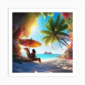 Woman On The Beach Art Print