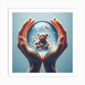 Teddy Bear In Glass Ball Art Print