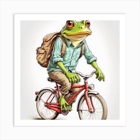 Frog Riding A Bike Art Print