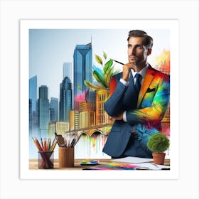 Businessman In A Suit Art Print