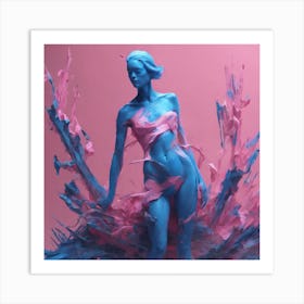 DECONSTRUCTED BLUE AND PINK FIGURE 8 Art Print