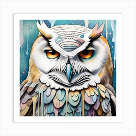 Owl Watercolor Dripping Art Print