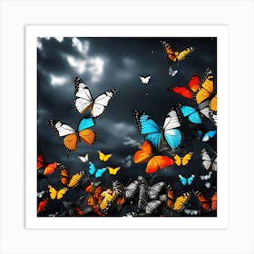 Colorful Butterflies In The Sky 15 Art Print