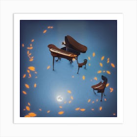 Piano In The Moonlight Art Print