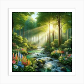 Stream In The Forest 22 Art Print