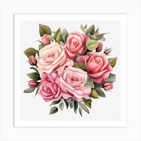 Bouquet Of Pink Roses 3 Art Print