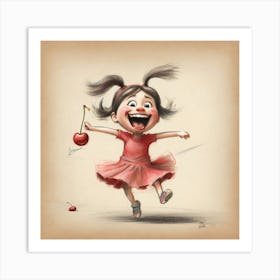 Little Girl With A Cherry 1 Art Print