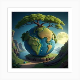 Earth With A Tree Art Print