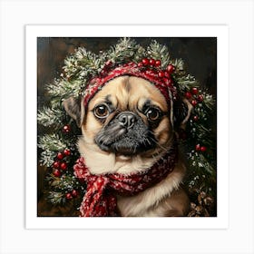 Christmas Pug 1 Art Print