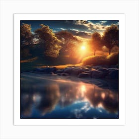 Sunset By The Lake 23 Art Print