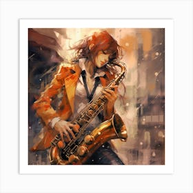 Saxophone Girl Art Print