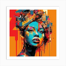 Woman With Colorful Hair Art Print