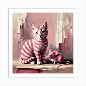 Cat And Mouse Friends 1 Art Print