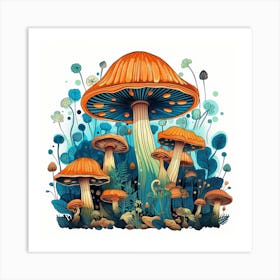 Mushrooms In The Forest 45 Art Print