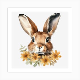 Rabbit With Flowers Art Print