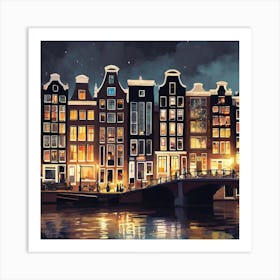 Amsterdam At Night 3 Art Print