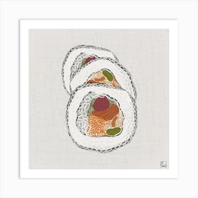 Sushi Rolls Square Art Print