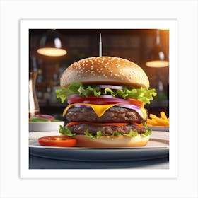 Hamburger On A Plate 195 Art Print