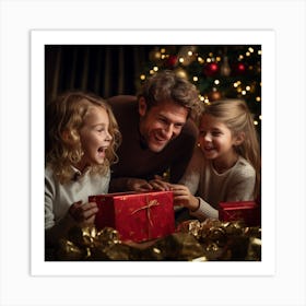 Happy Family At Christmas Art Print