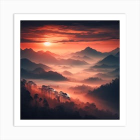 Sunrise In The Mountains Art Print