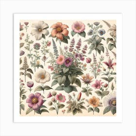 Vintage Flowers Art Print