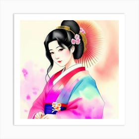 Cherry Blossoms and Grace: The Timeless Geisha Art Print