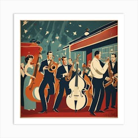 Jazz Music Poster, "Golden Era Jazz Band"
art print Art Print