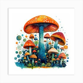 Mushrooms In The Forest 17 Art Print