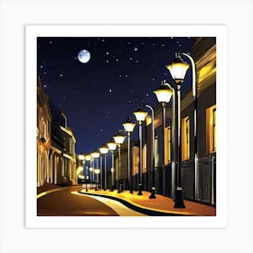 Street At Night Vector Art Print