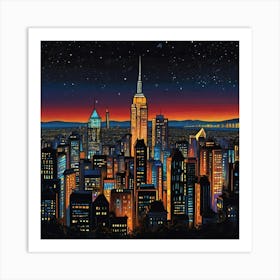 New York City At Night Art Print