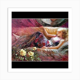 Woman Laying On A Couch Art Print