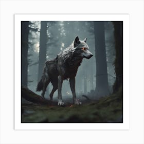 Wolf In The Forest 85 Art Print