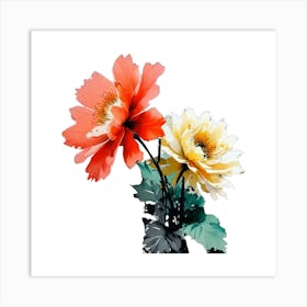 Two Flowers In A Vase Art Print