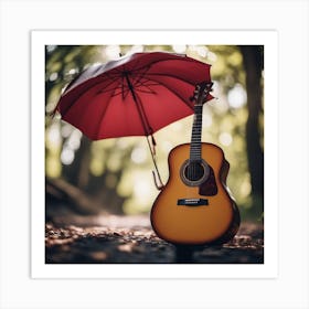 Acoustic Guitar Under Umbrella 3 Art Print
