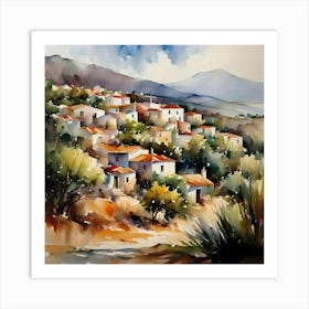 Watercolor Of A Village 2 Art Print