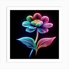 Neon Flower 1 Art Print