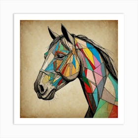 Default Horse Artwork Picasso Style Drawing 1 Art Print