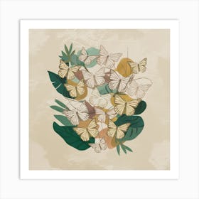 Butterflies And Leaves 1 Art Print