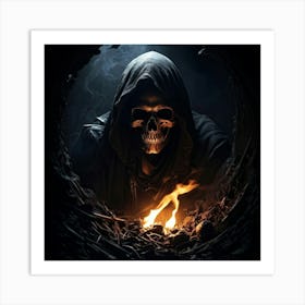 Grim Reapers Skull Plunged Into A Hole Of Bleak Darkness Where Not Even The Dimmest Light Infiltr (1) Art Print