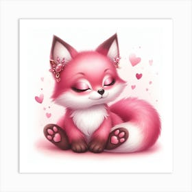 Fox Valentine's day Art Print