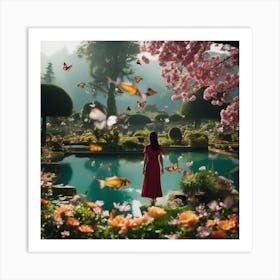 Girl In A Garden 11 Art Print